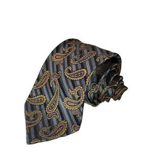 Robert Talbott  Carmel Seven Fold Tie NWT Purple Gold Gray Paisley 1/40 $245